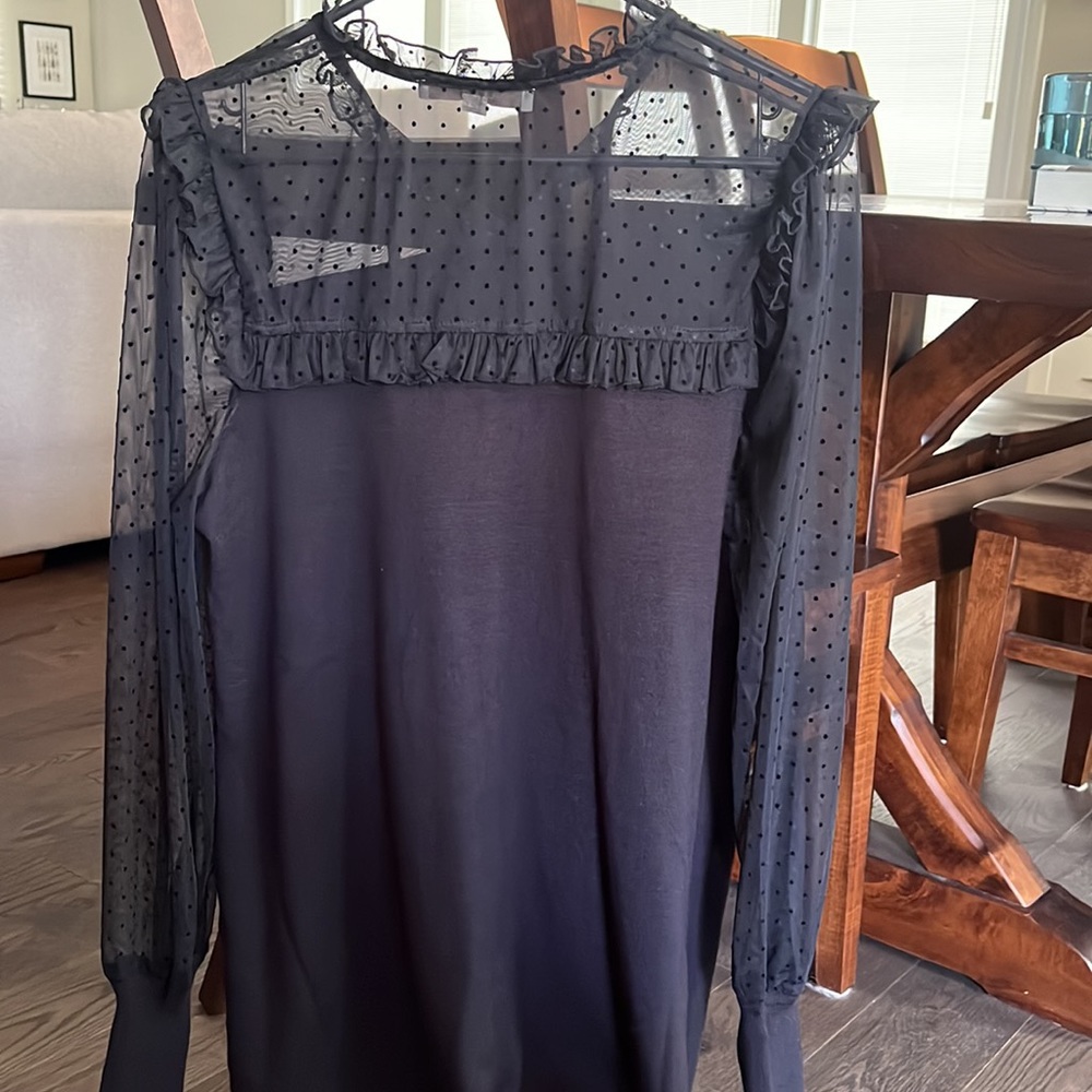 LOFT Velvet Dot Mixed Media Sweater Dress - Picture 6 of 7